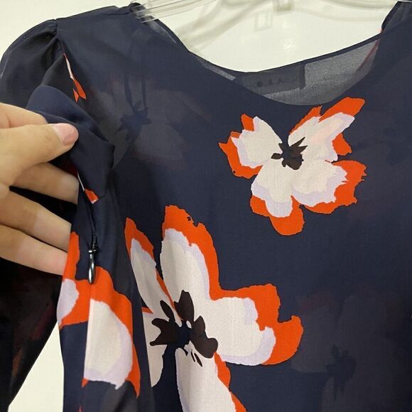 NEW! A.L.C. navy blue floral silk flowy dress size US 4 - Picture 6 of 6